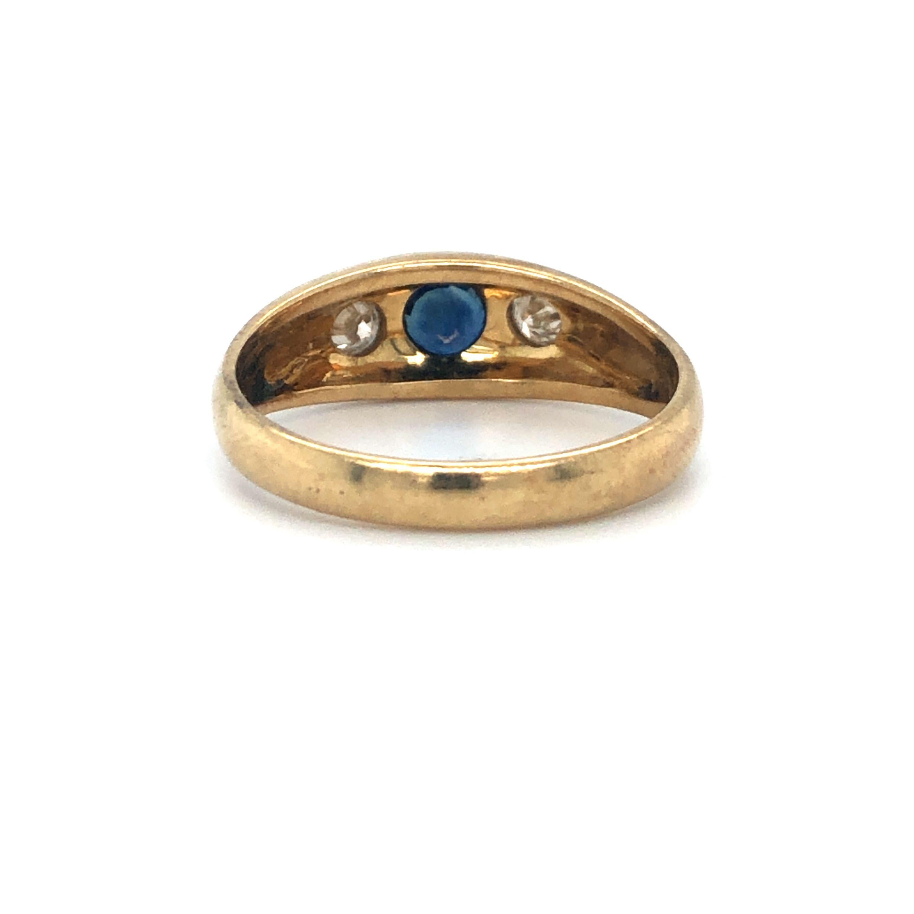 14 Karat Gelbgold Vintage Saphir und Diamant Brünieren Set Ring im Zustand „Gut“ in Guilford, CT