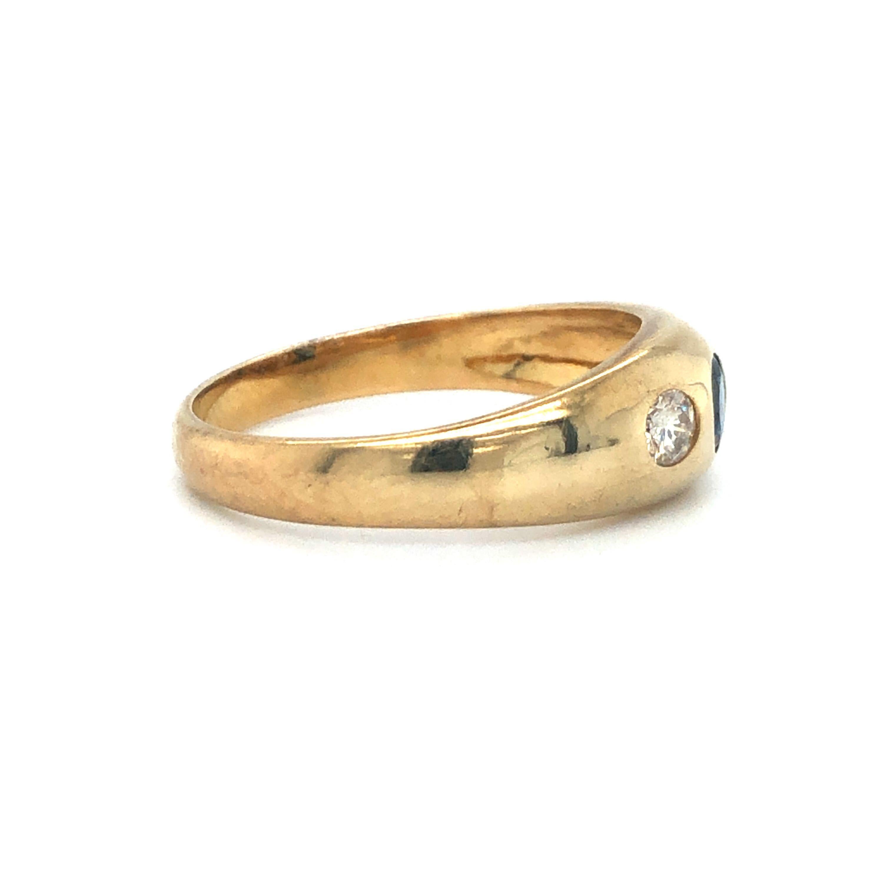 14 Karat Gelbgold Vintage Saphir und Diamant Brünieren Set Ring Damen