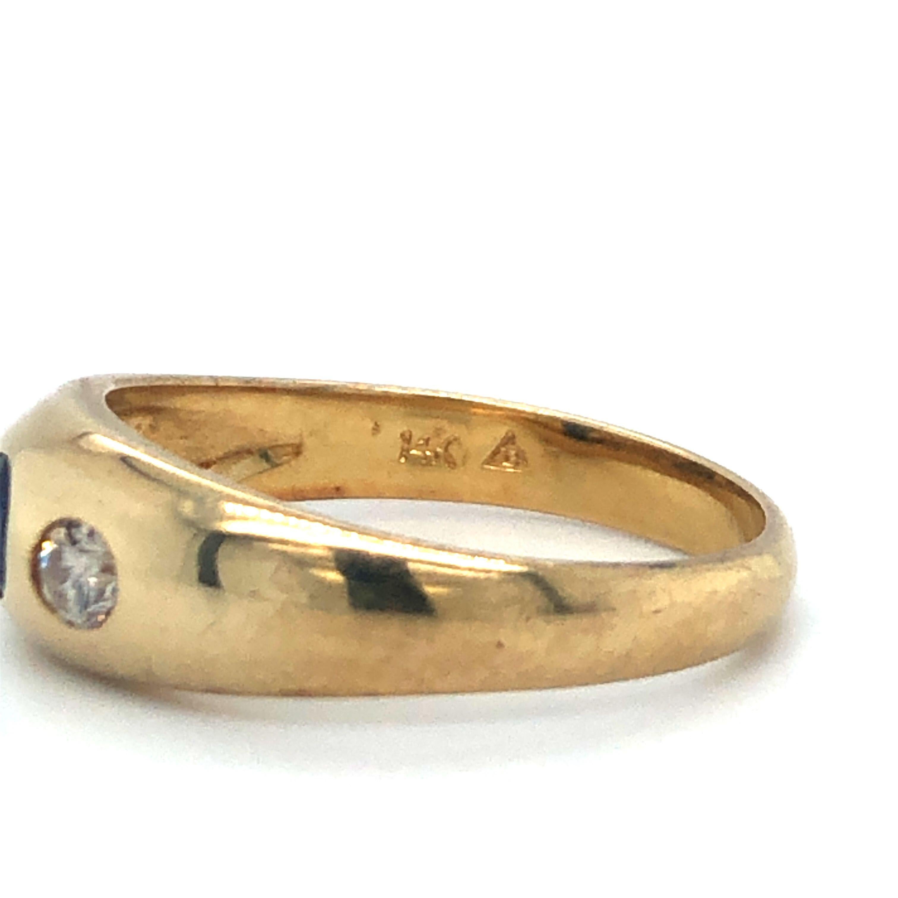 14 Karat Gelbgold Vintage Saphir und Diamant Brünieren Set Ring 1