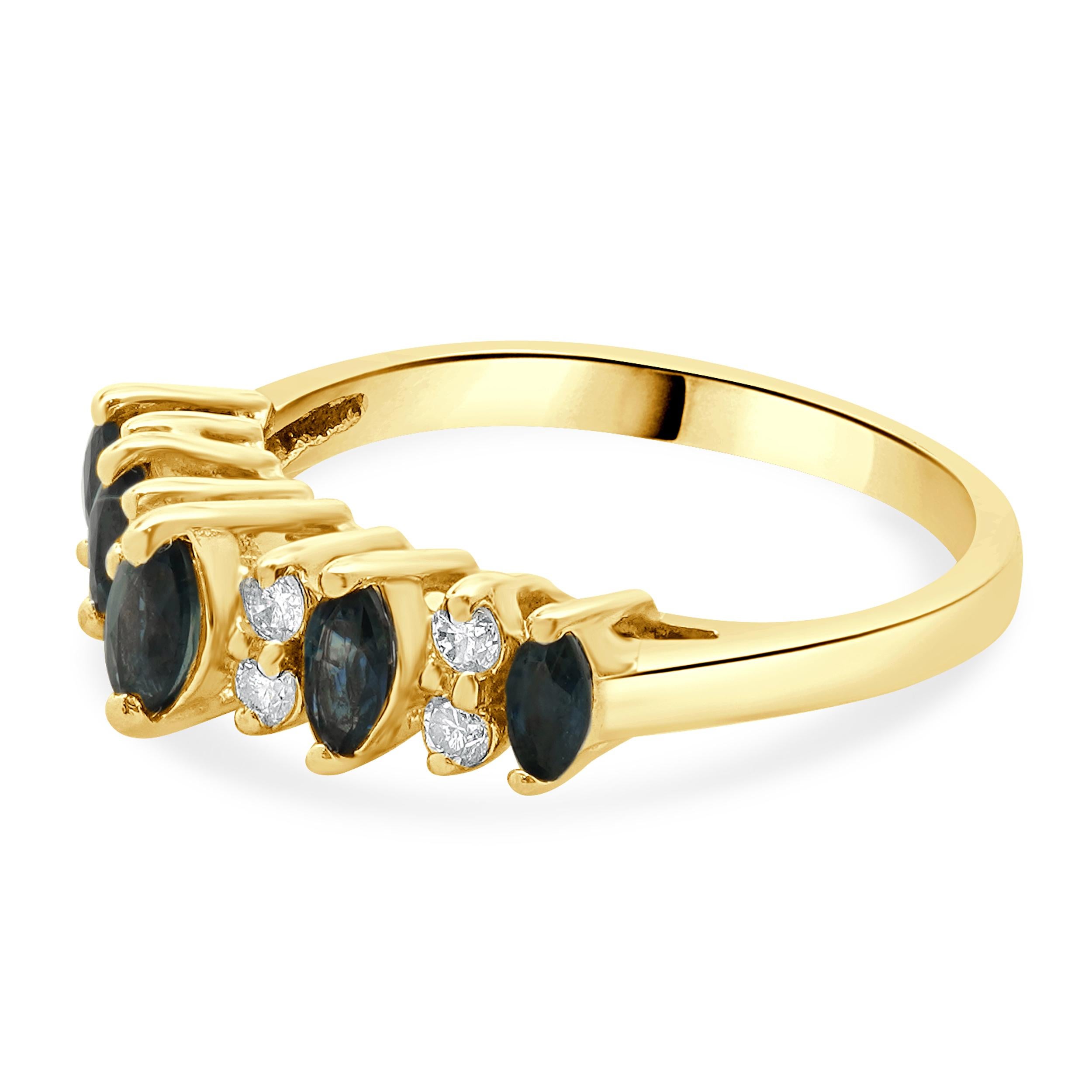 Designer: custom
Material: 14K yellow gold
Diamond: 8 round brilliant cut = 0.16cttw
Color: H
Clarity: SI1
Ring Size: 7.25 (please allow two extra shipping days for sizing requests)
Weight: 3.07 grams
