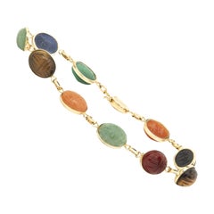 14 Karat Yellow Gold Vintage Scarab Bracelet