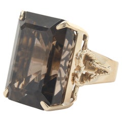 14 Karat Yellow Gold Vintage Smoky Quartz Cocktail Ring