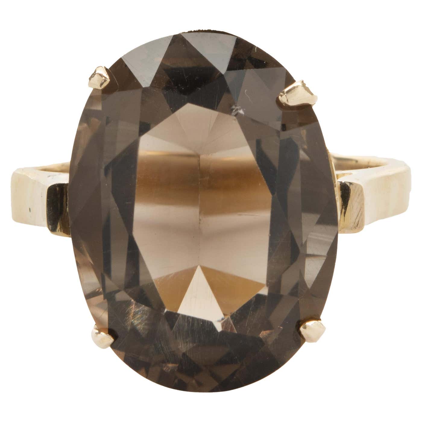 Topaz Classic Rings 14 Karat Yellow Gold Vintage Smoky Topaz Ring at 1stDibs | smokey topaz ...