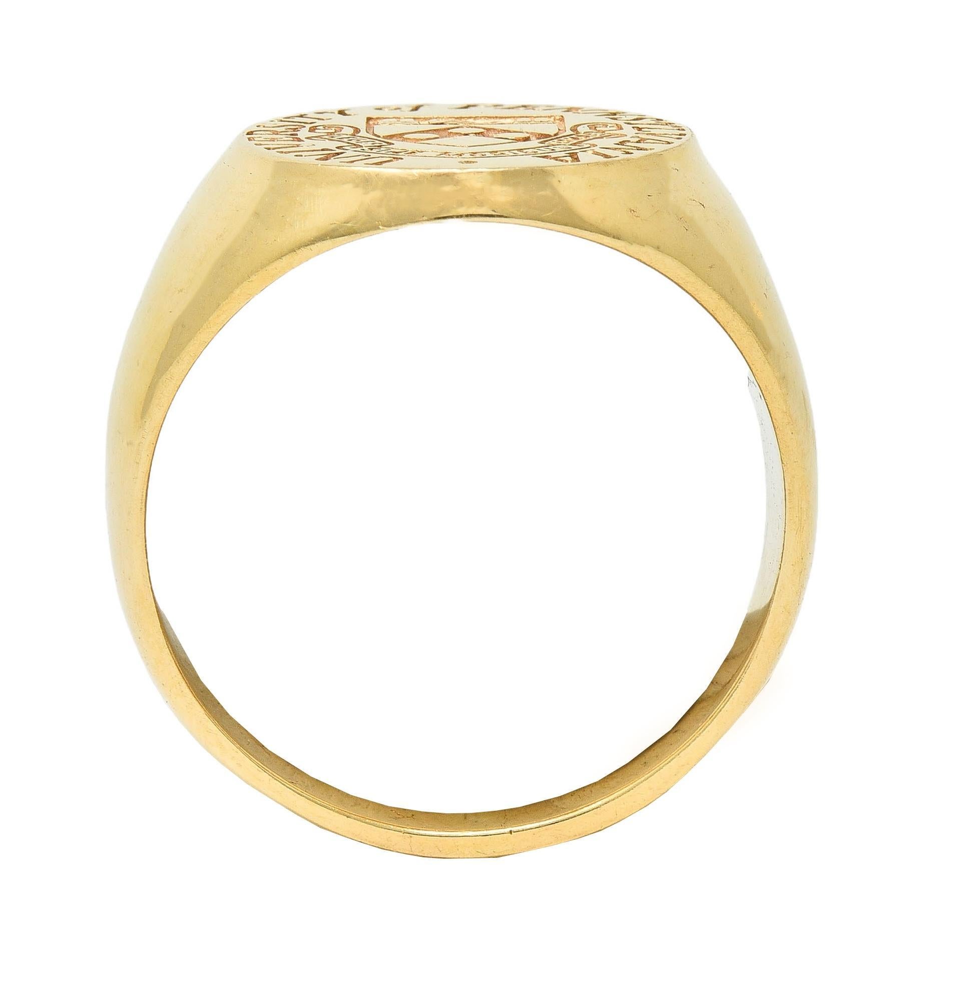 14 Karat Yellow Gold Vintage UPenn University Pennsylvania Intaglio Signet Ring 6