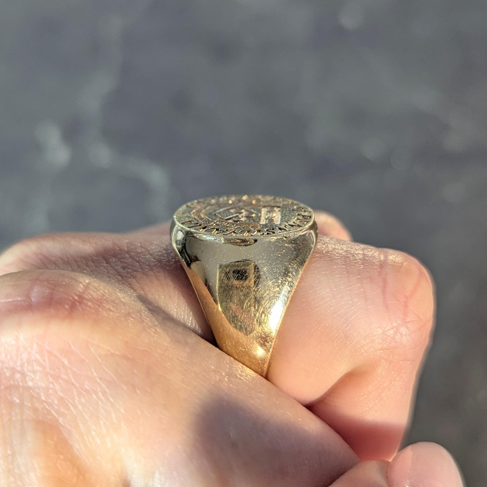 14 Karat Yellow Gold Vintage UPenn University Pennsylvania Intaglio Signet Ring 8