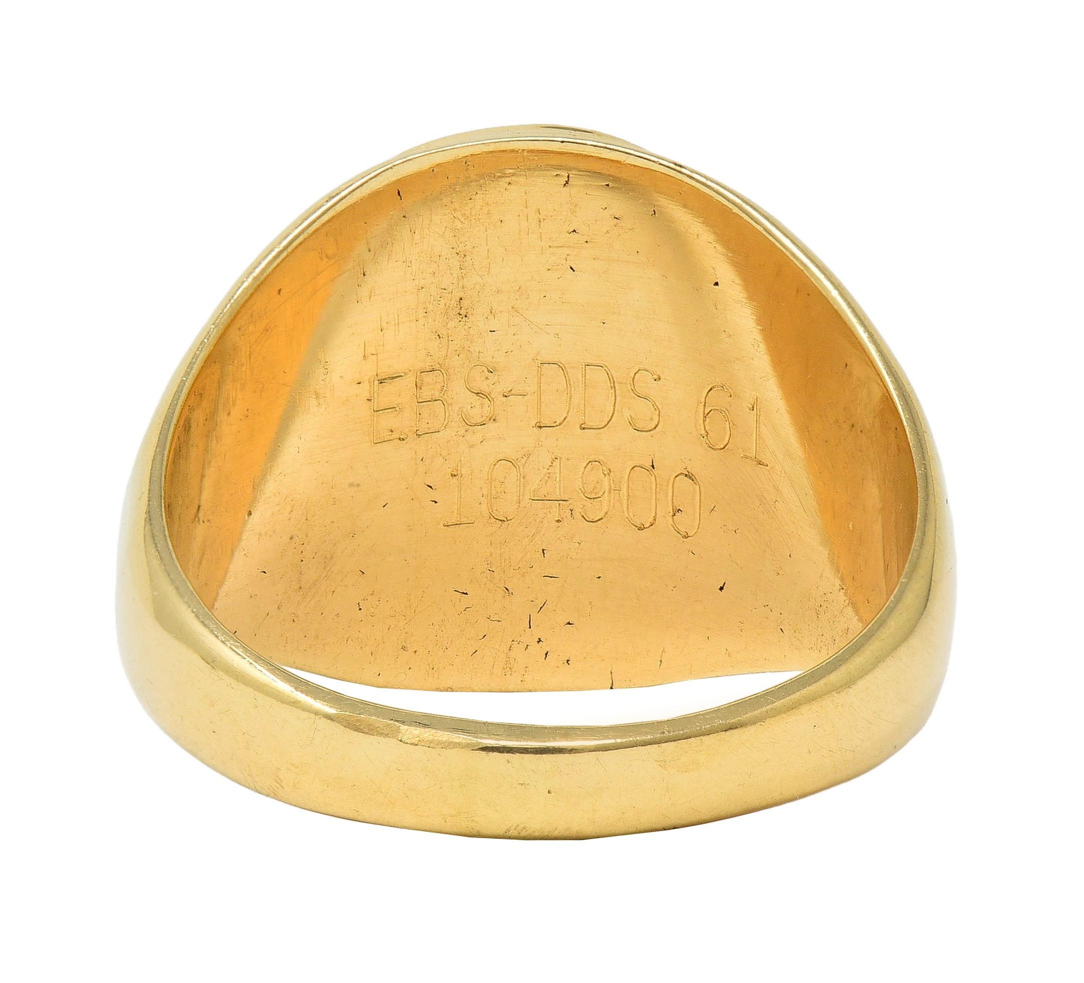 14 Karat Yellow Gold Vintage UPenn University Pennsylvania Intaglio Signet Ring 1
