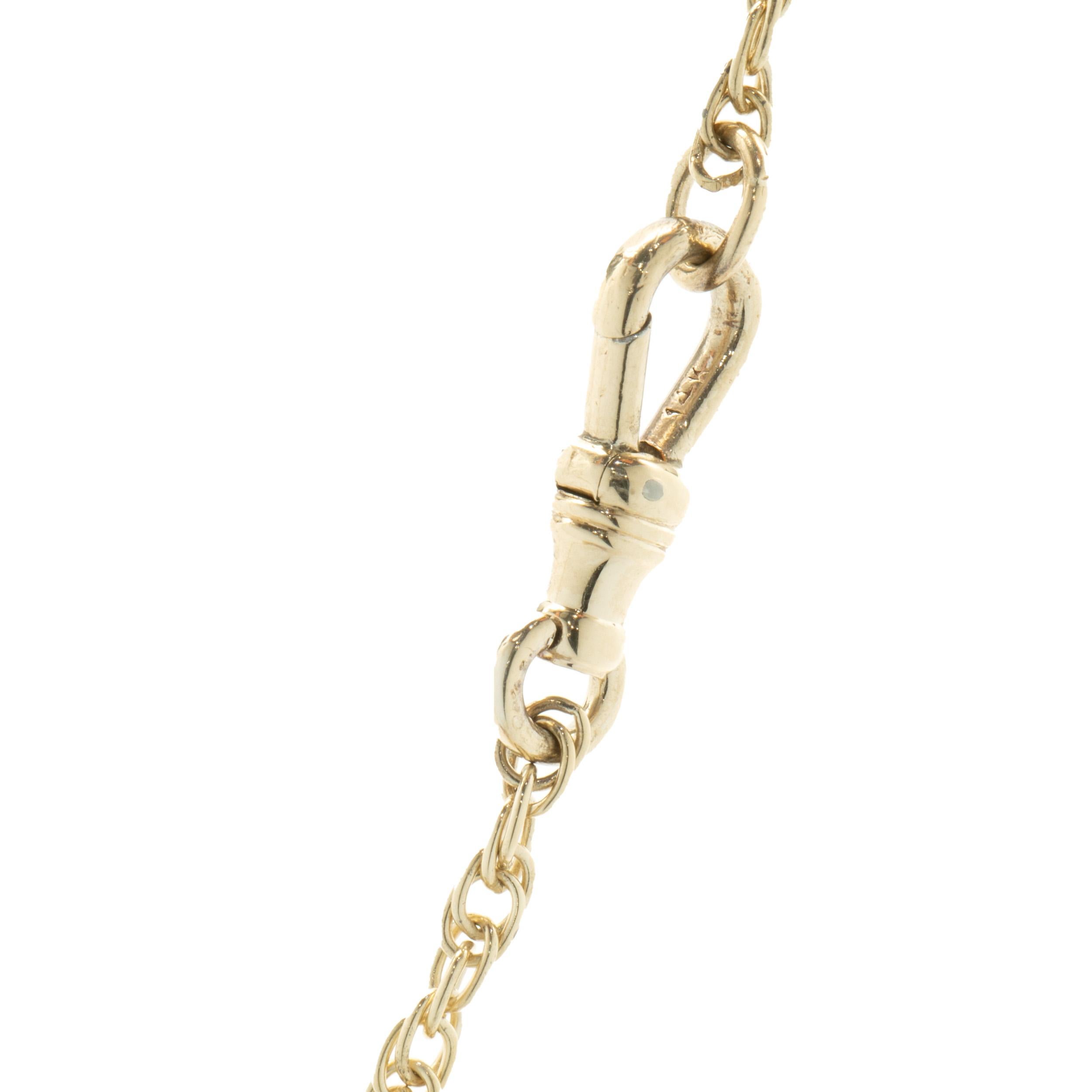 Round Cut 14 Karat Yellow Gold Vintage Victorian Citrine Watch Fob Slide Chain