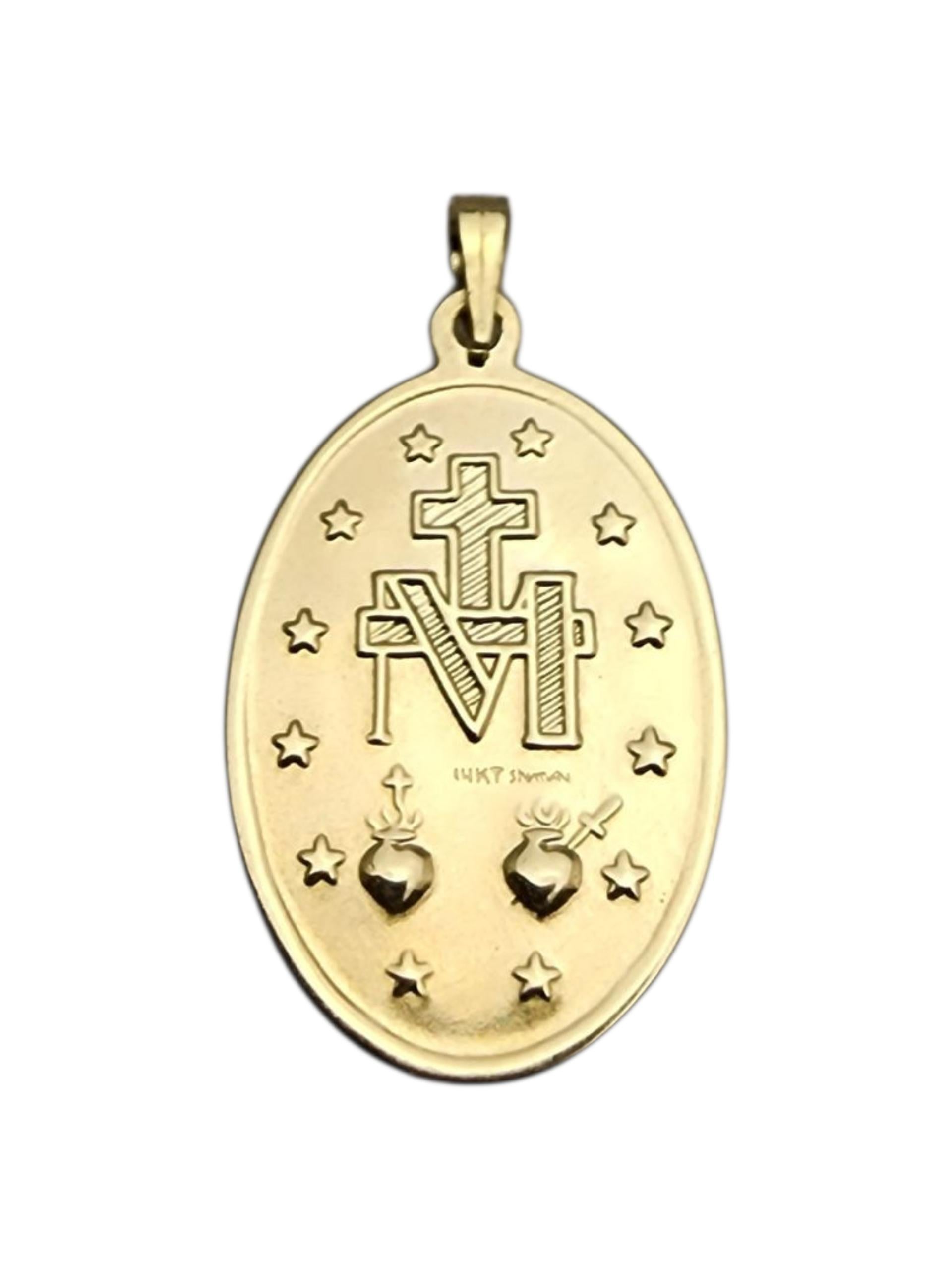 Contemporain Pendentif Vierge Marie en or jaune 14 carats #23588