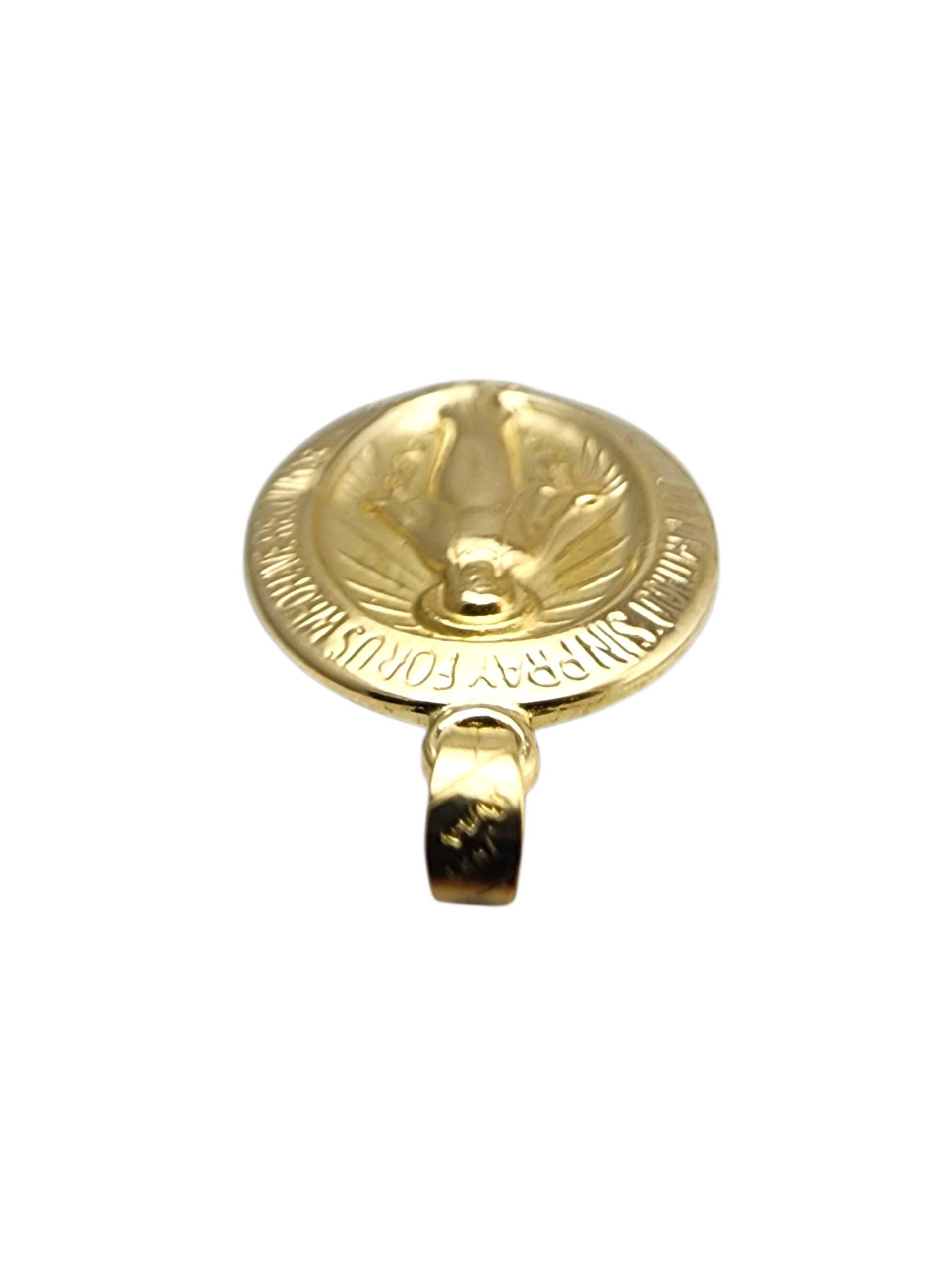  Pendentif Vierge Marie en or jaune 14 carats #23588 Pour femmes 