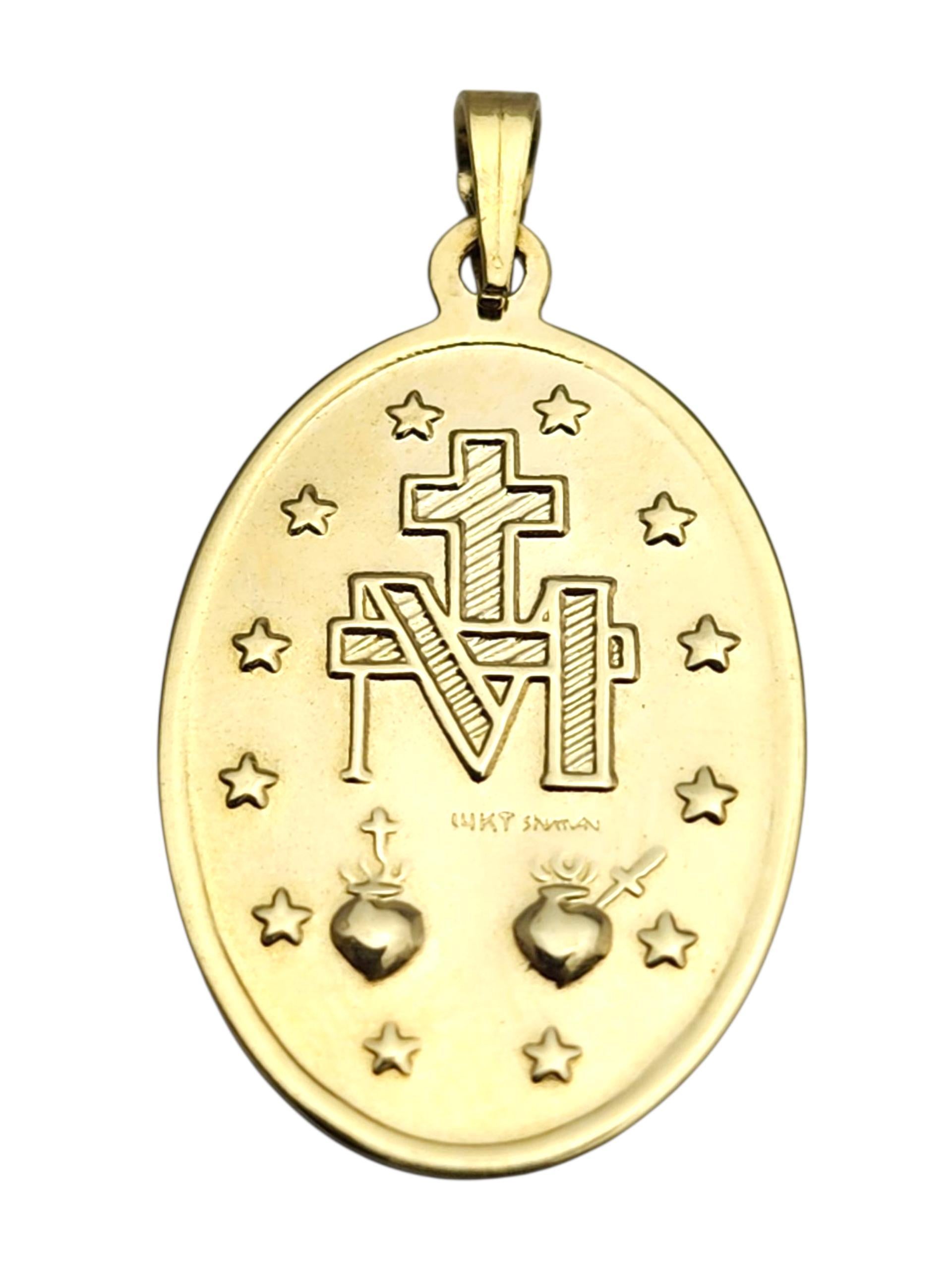 Pendentif Vierge Marie en or jaune 14 carats #23588 2