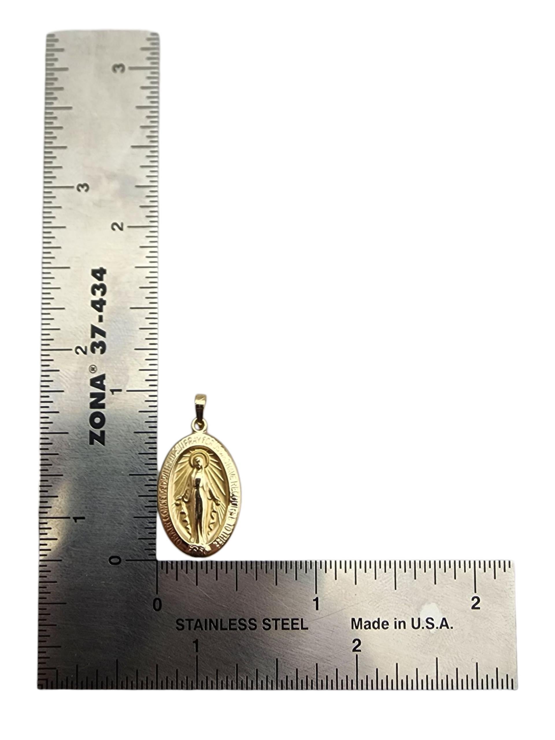 Pendentif Vierge Marie en or jaune 14 carats #23588 3