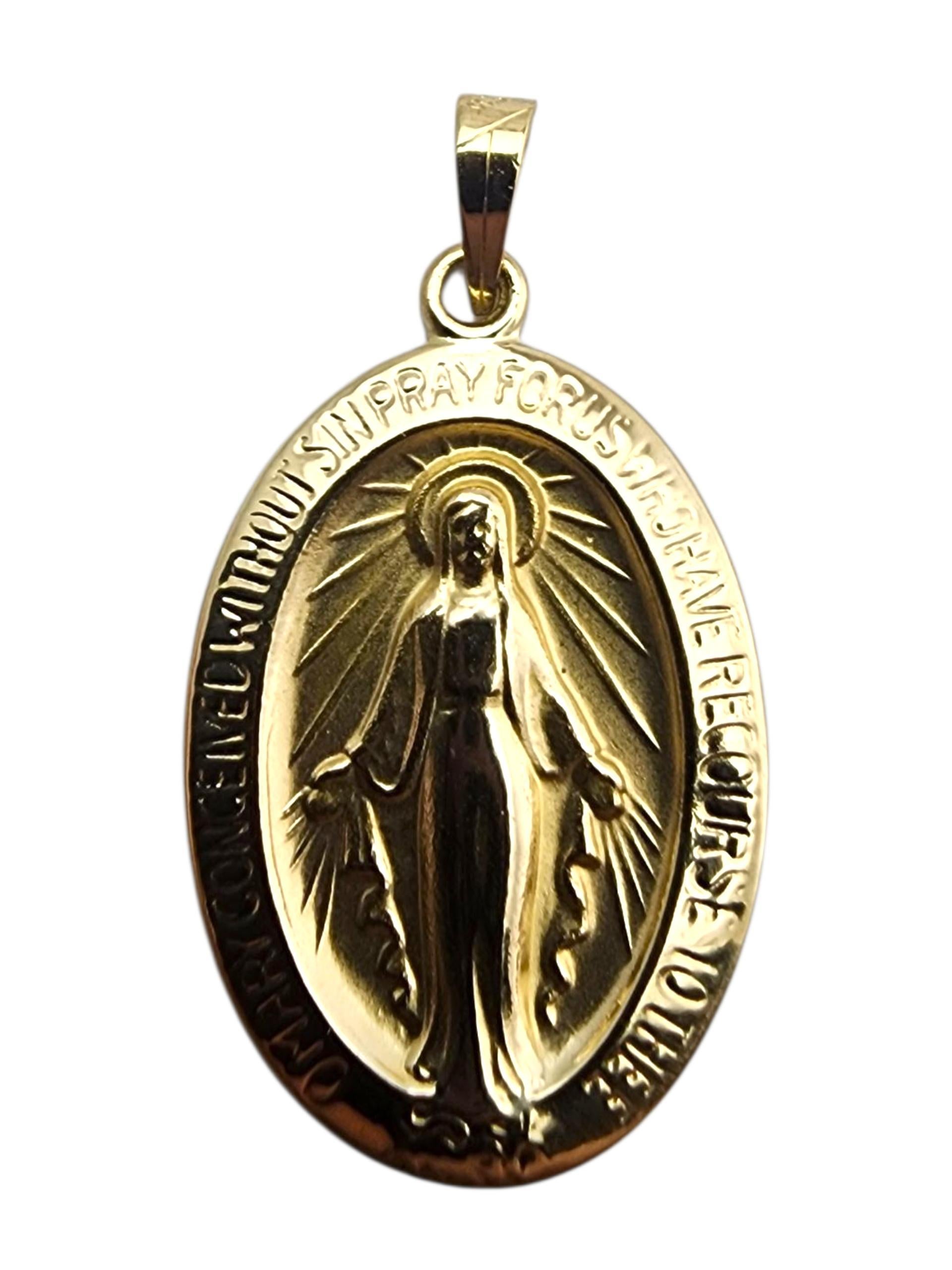 Pendentif Vierge Marie en or jaune 14 carats #23588