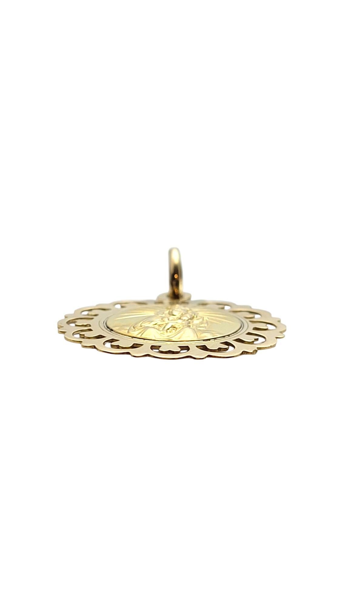 Women's 14 Karat Yellow Gold Virgin Mary Scalloped Pendant #20911 For Sale