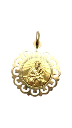 Ciondolo con smerlo in oro giallo 14 carati della Vergine Maria #20911