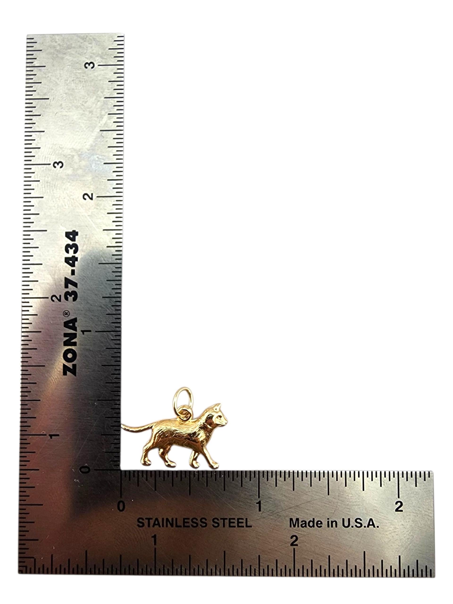 Charm per gatti da passeggio in oro giallo 14 carati #23281 in vendita 3