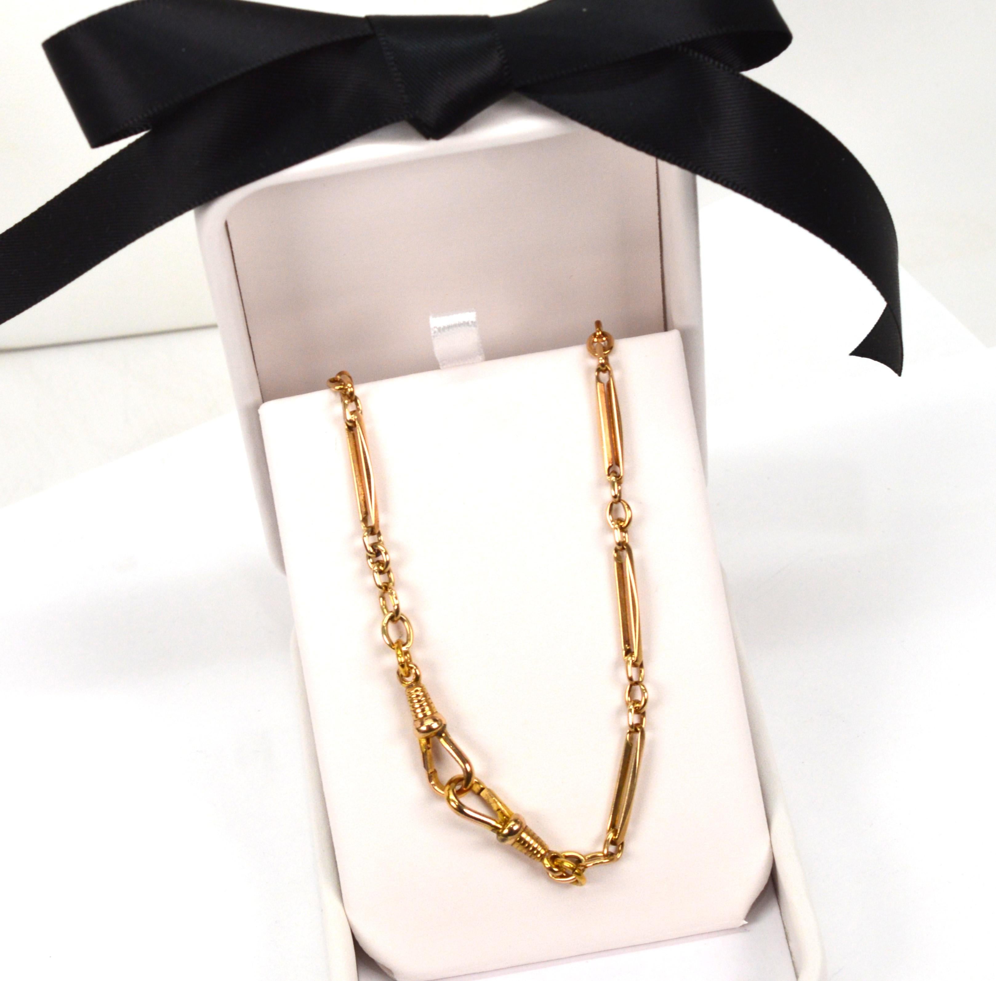 14 Karat Yellow Gold Watch Chain with Gold Heart Charm 3