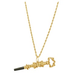 14 Karat Yellow Gold Watch Winding Key Necklace