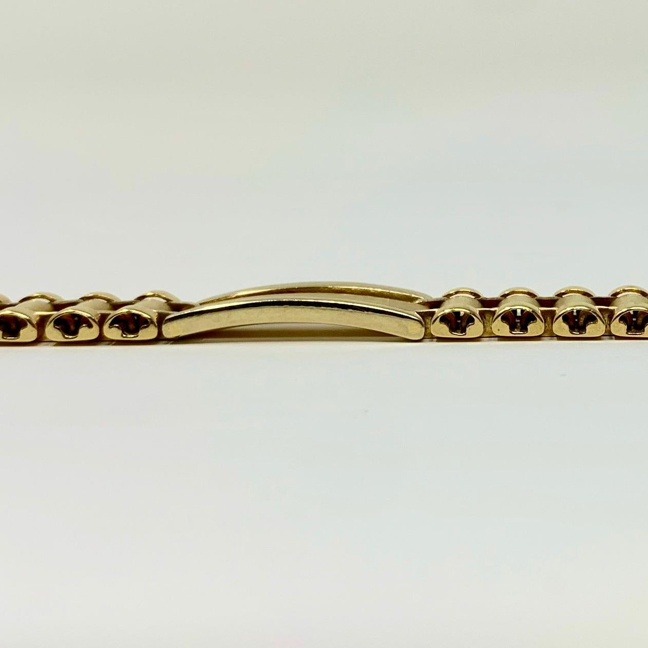 14 Karat Yellow Gold Watchband Style Presidential Link Bracelet In Good Condition In Guilford, CT