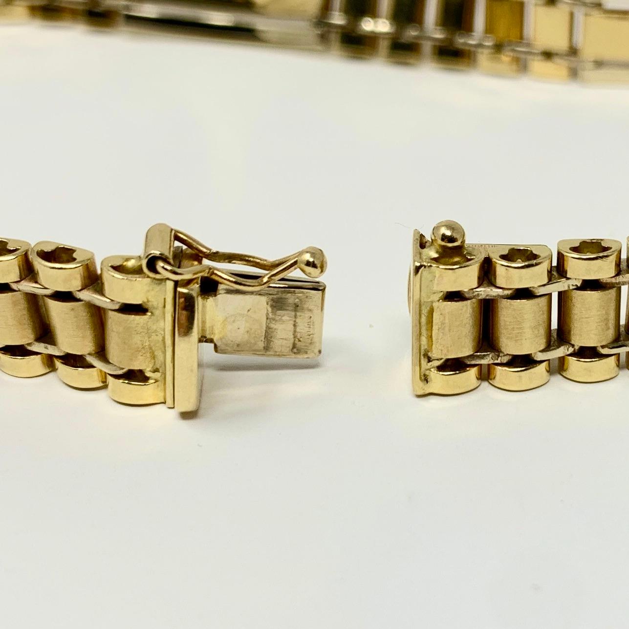 Women's or Men's 14 Karat Yellow Gold Watchband Style Presidential Link Bracelet