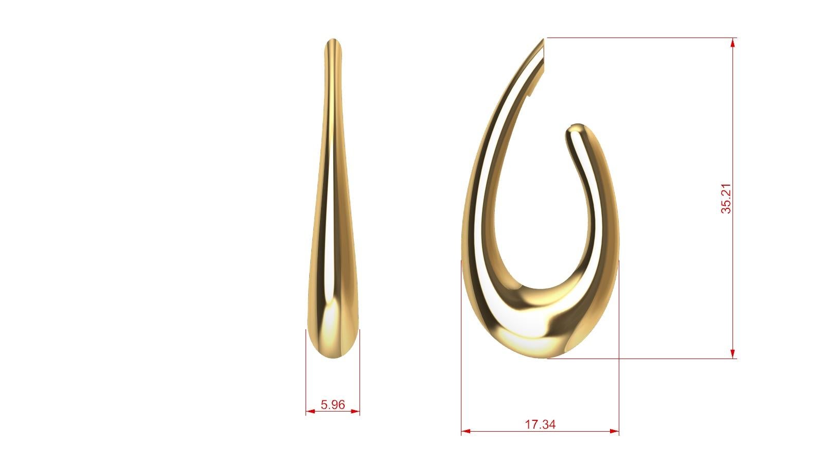 large patterned teardrop shape hoop earrings in 14k gold vermeil - yellow