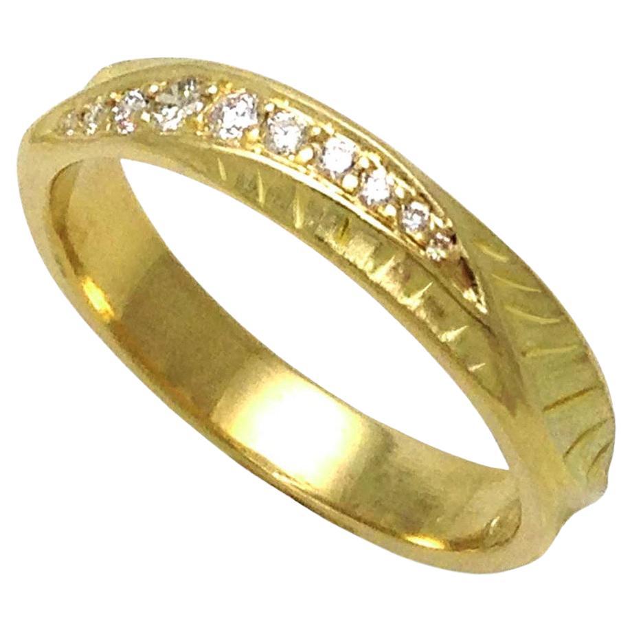For Sale:  14 Karat Yellow Gold Wave Crest Ring with Diamonds from K.Mita, L