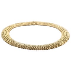 14 Karat Yellow Gold Weave Style Collar Necklace