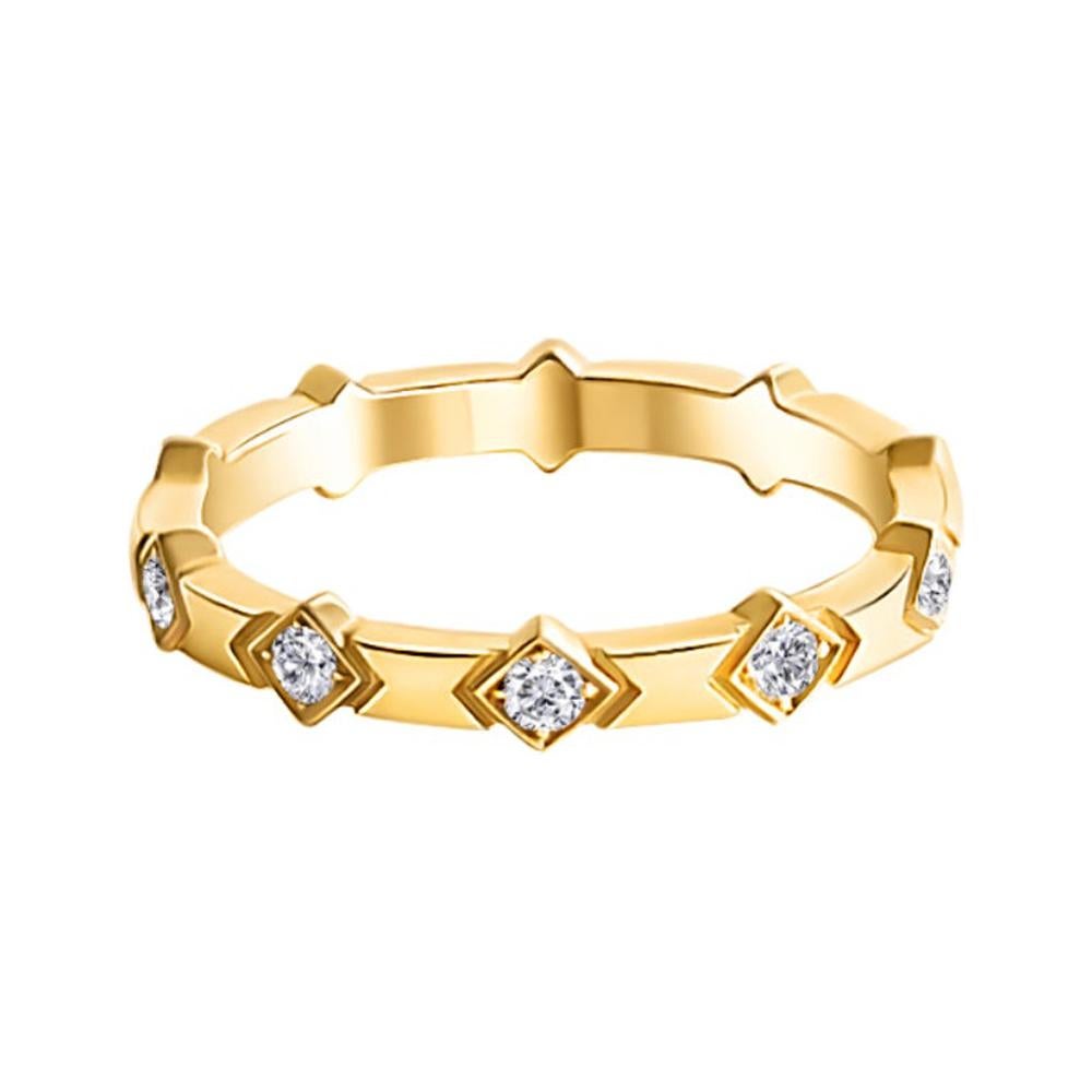 For Sale:  14 Karat Yellow Gold Wedding and Fashion 0.15ct RB Diamond Eternity Band Ring