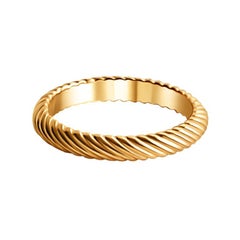 14 Karat Yellow Gold Wedding and Fashion Plain Band Ring w/Twisted Line Design