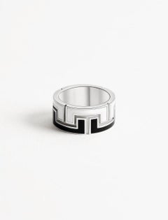 14 Karat Yellow Gold Wedding and Fashion Plain Eternity Greek Style Enamel Ring