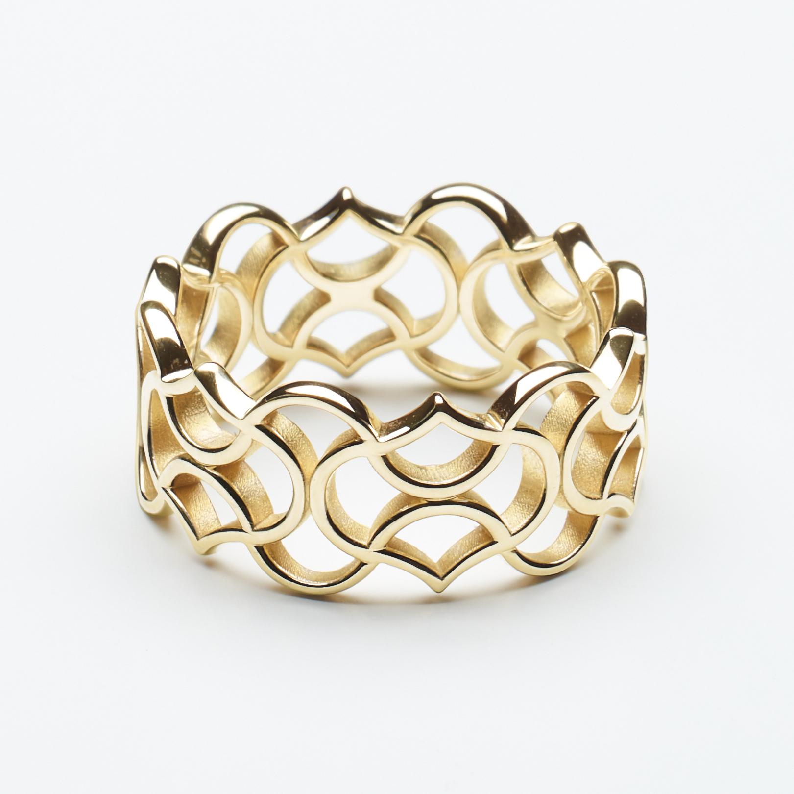 For Sale:  14 Karat Yellow Gold Wedding and Fashion Plain Eternity Moroccan Style Ring 2