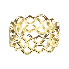 14 Karat Yellow Gold Wedding and Fashion Plain Eternity Moroccan Style Ring