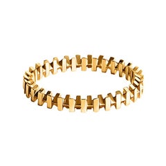 14 Karat Yellow Gold Wedding and Fashion Stackable Plain Sculptured Band Ring