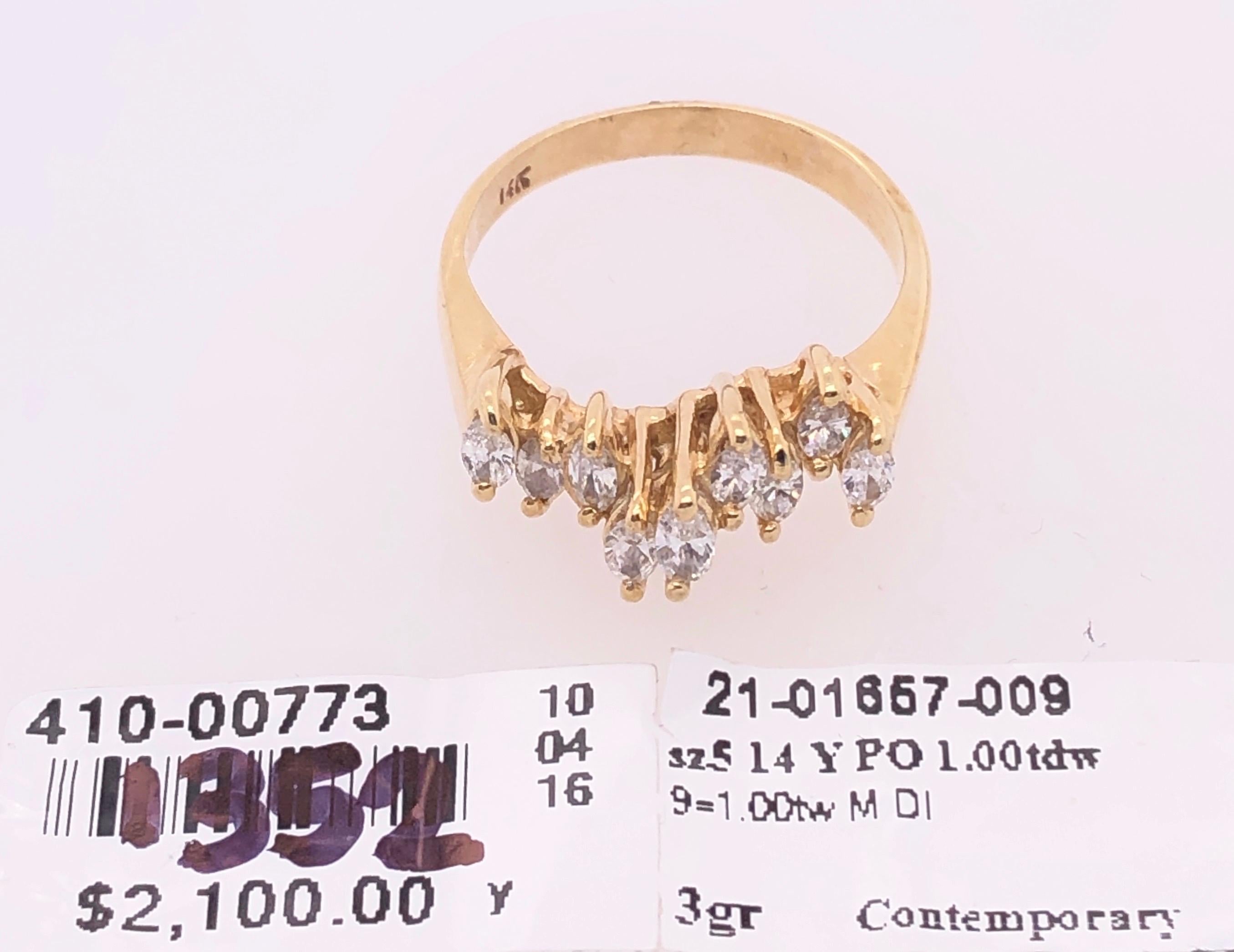 14 Karat Yellow Gold Wedding Bridal Ring with Marquise Diamonds For Sale 4