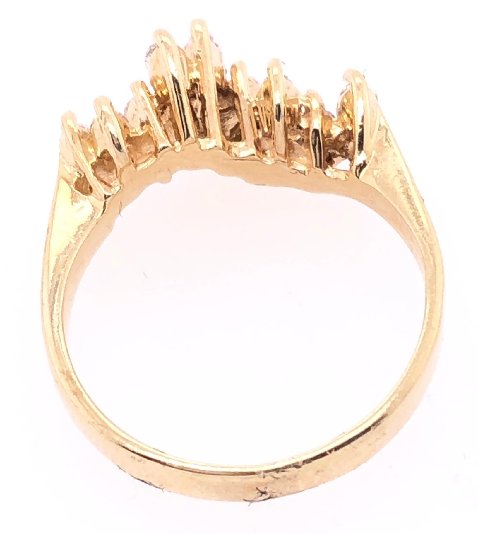 Women's or Men's 14 Karat Yellow Gold Wedding Bridal Ring with Marquise Diamonds For Sale
