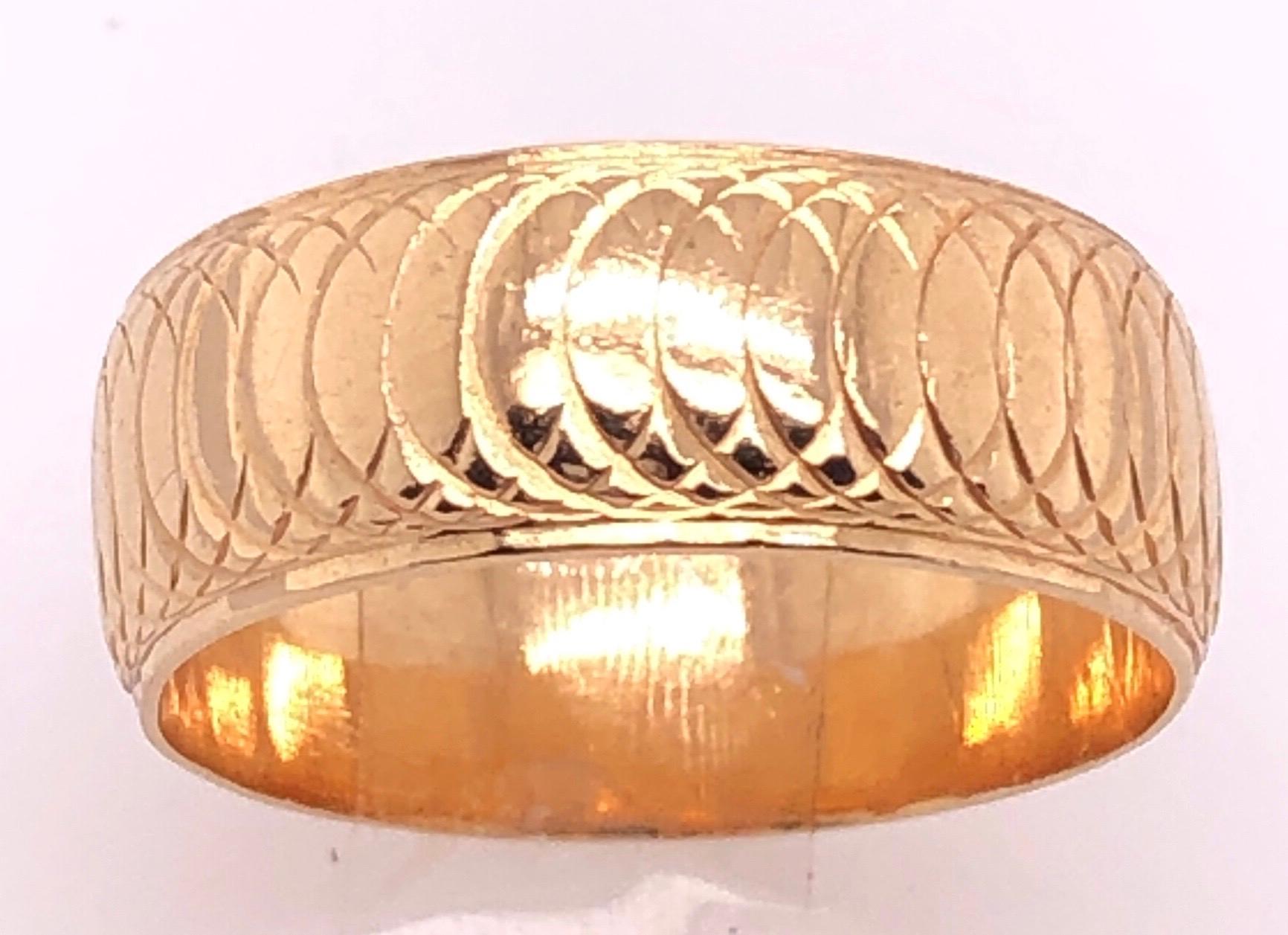 Modern 14 Karat Yellow Gold Wedding Ring / Bridal Band Swirl Design