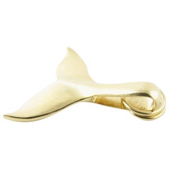 14 Karat Yellow Gold Whale Tail Pendant
