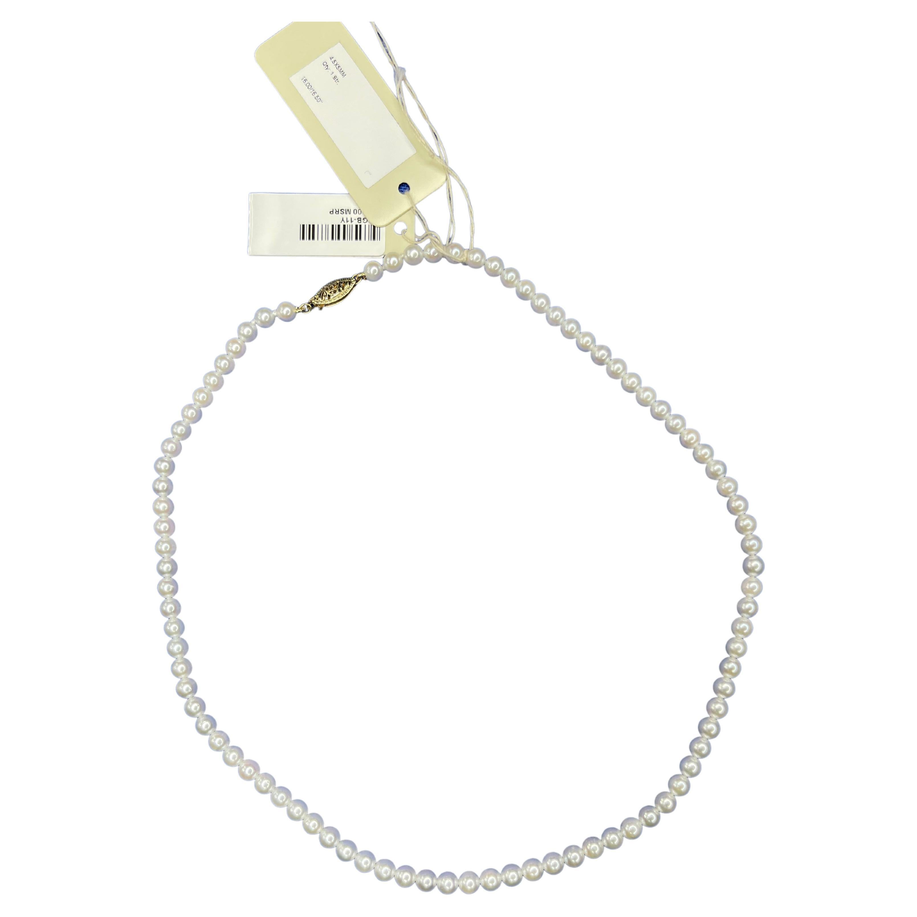 14 Karat Gelbgold Weiß Akoya Perle Schicht Dainty Classic Choker Halskette