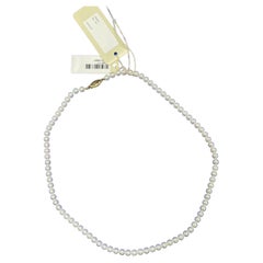 14 Karat Yellow Gold White Akoya Pearl Bead Layer Dainty Classic Choker Necklace