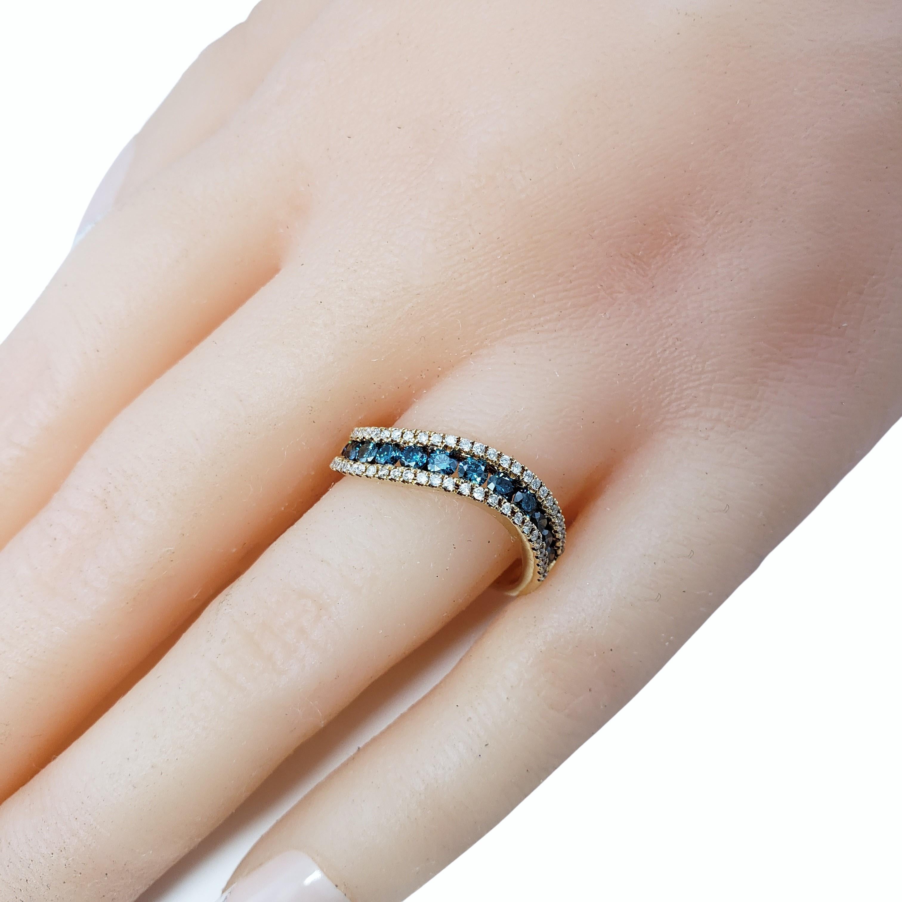 14 Karat Yellow Gold White and Blue 'Color Treated' Diamond Ring For Sale 2