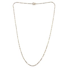 Collar de cadena de cuentas blancas de oro amarillo de 14 quilates #19334
