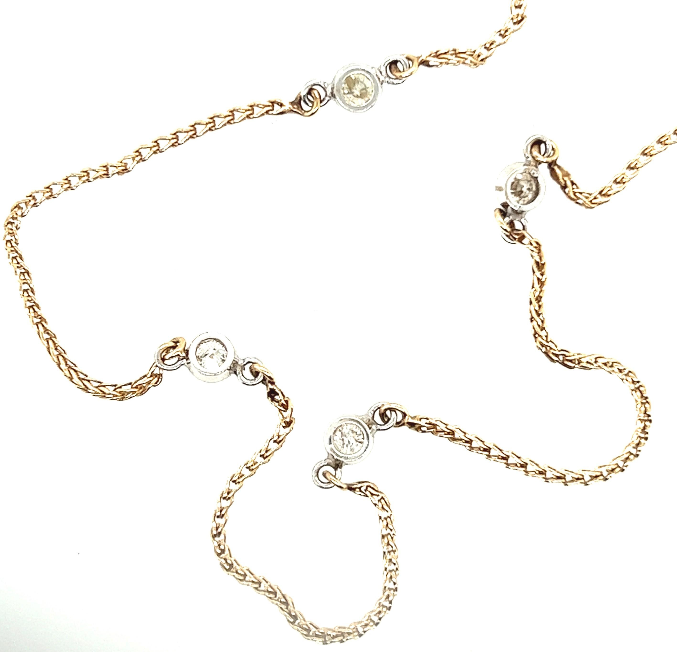 14 Karat Yellow Gold / White Gold Diamonds by the Yard Style Necklace 1