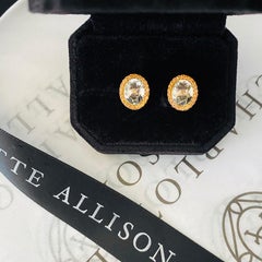 14 Karat Yellow Gold White Topaz and Orange Sapphire Halo Stud Earring