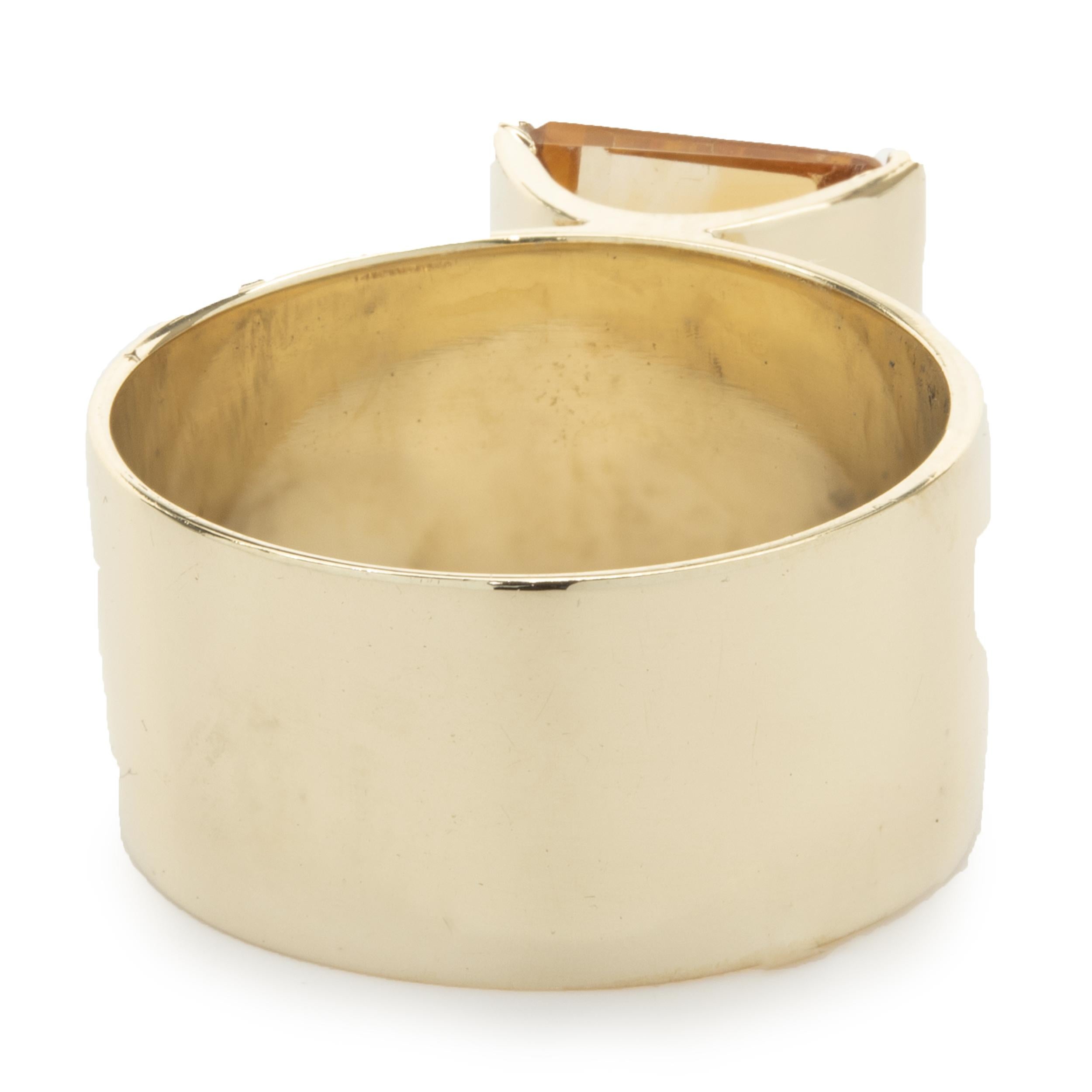 14 Karat Yellow Gold Wide Bezel Set Citrine Ring In Excellent Condition In Scottsdale, AZ