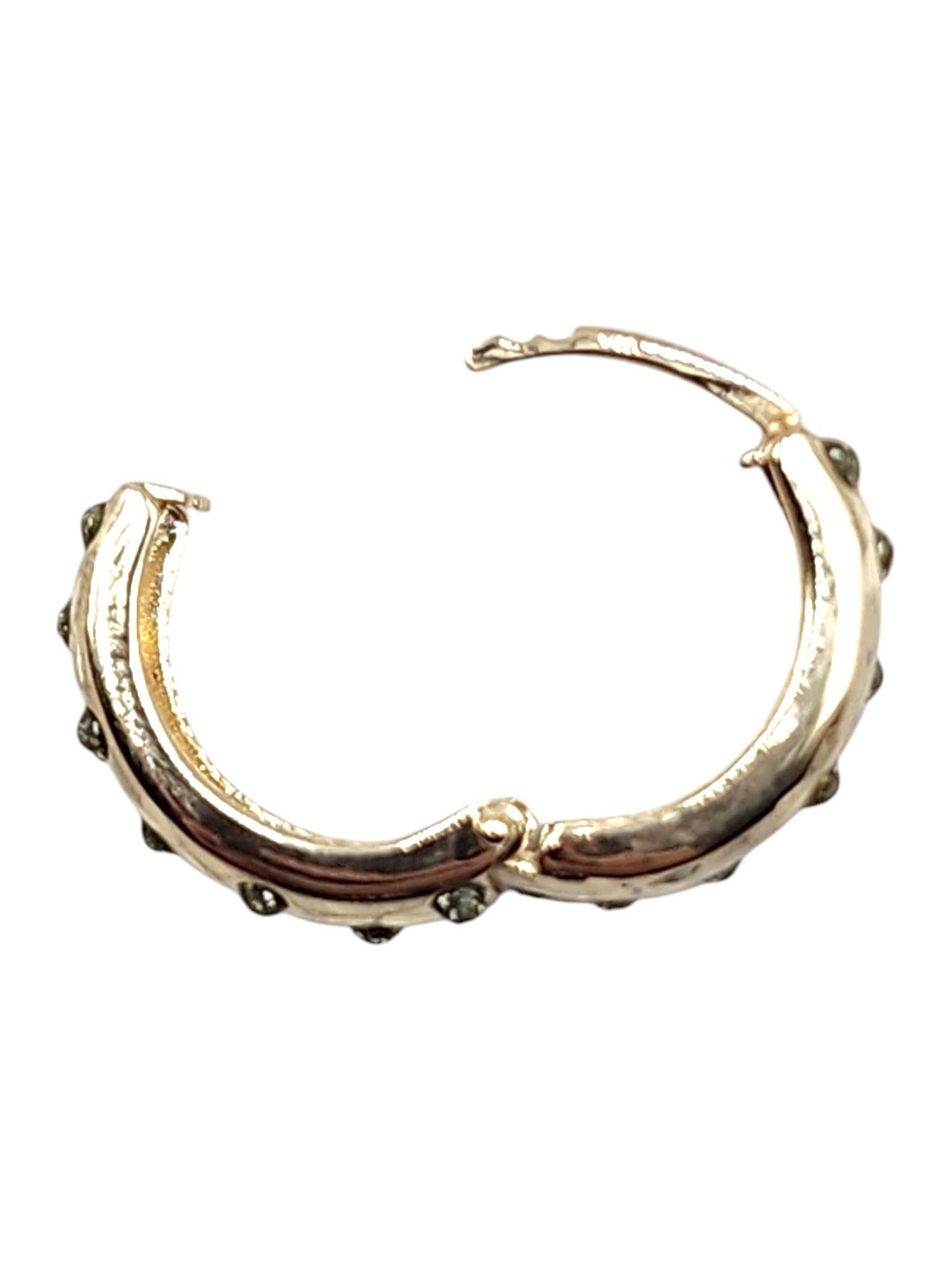 Créoles en or jaune 14 carats avec cercle large et diamants taille n° 20489 en vente 2