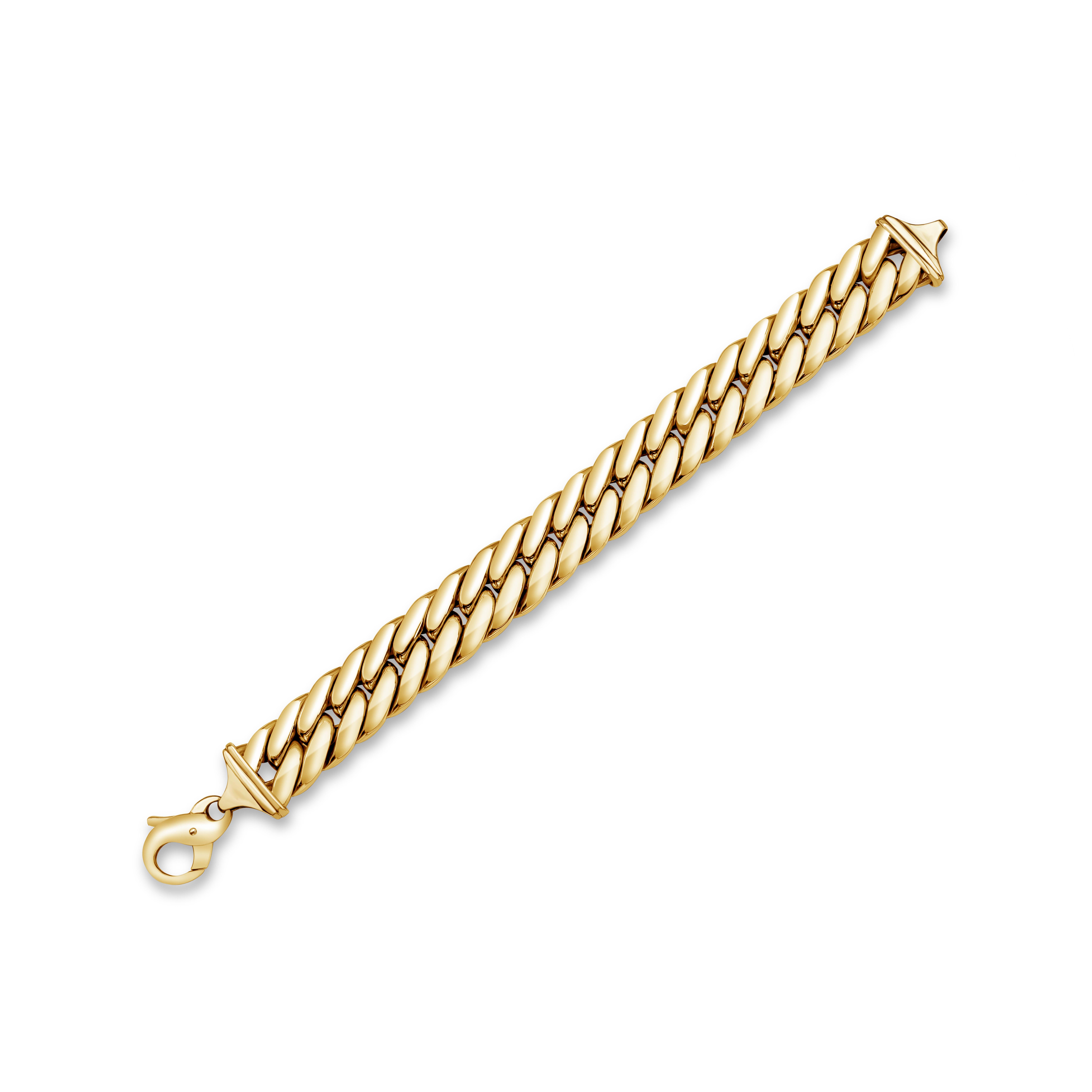 
This 8 inch hollow wide Cuban bracelet design is made in 14 karat yellow gold.
With matching necklace, please check our inventory and contact us for more information.
