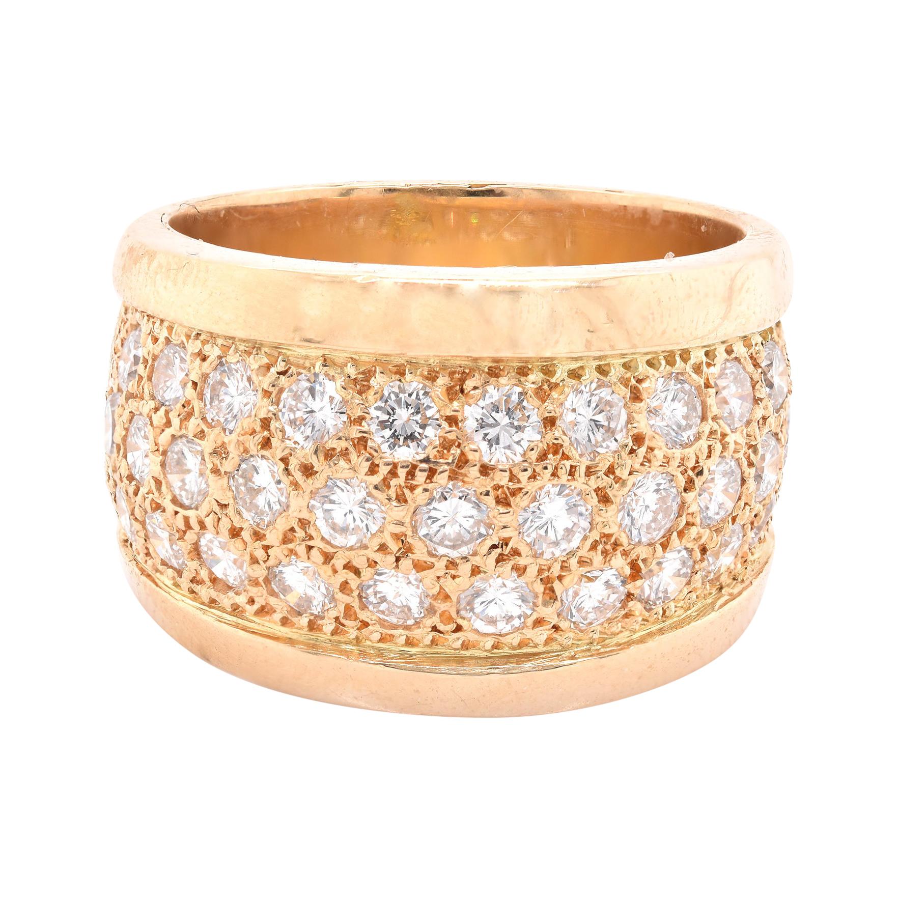 Bracelet cigare large en or jaune 14 carats avec diamants