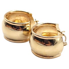 Vintage 14 Karat Yellow Gold Wide Hoop Earrings #20487