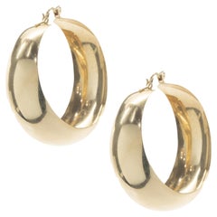 14 Karat Yellow Gold Wide Hoop Earrings