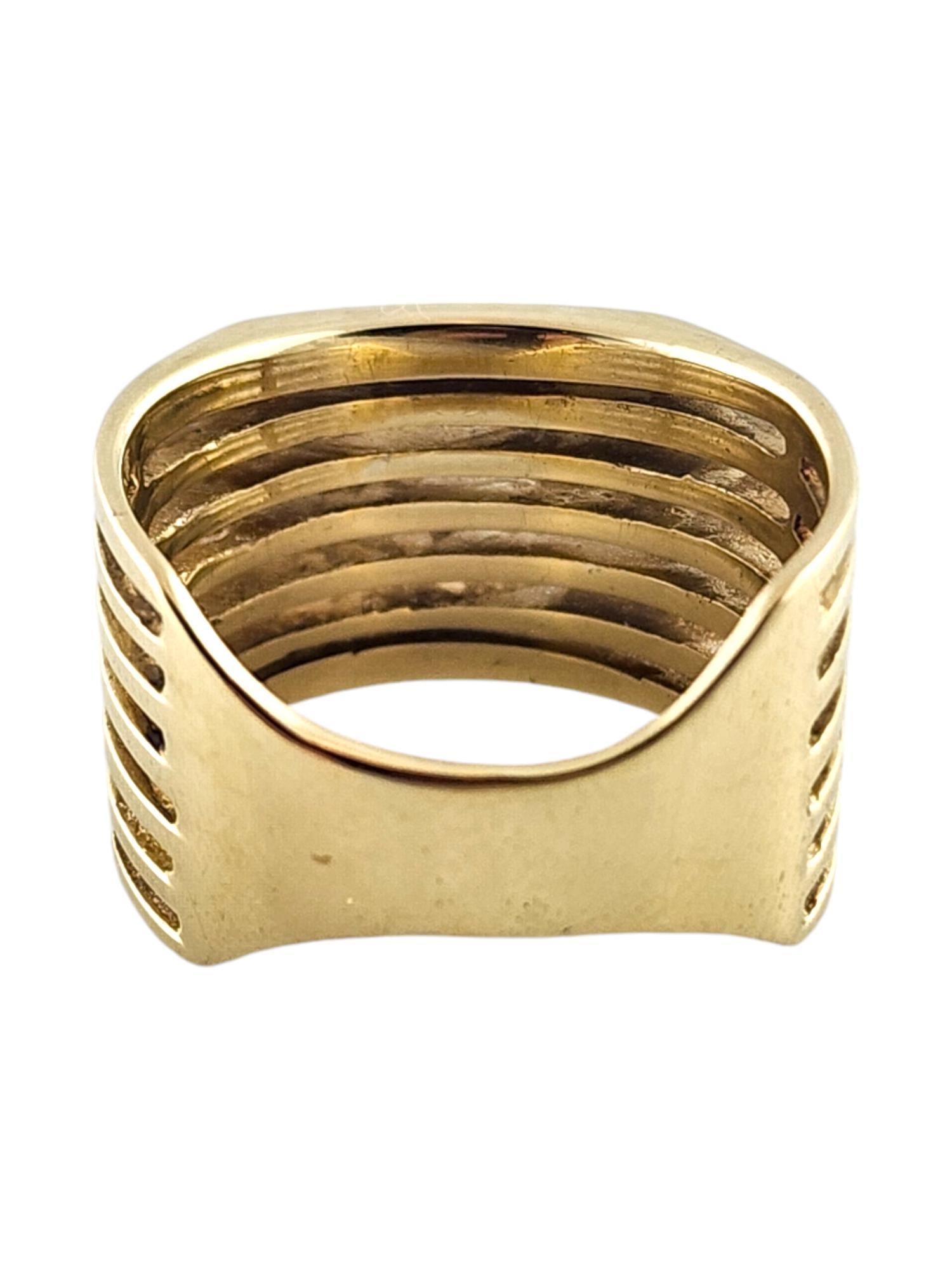 14 Karat Yellow Gold Wide Multi Band Ring Size 9.5 #19276 In Good Condition In Washington Depot, CT