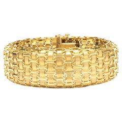 14 Karat Yellow Gold Wide Woven Bracelet